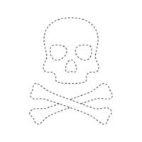 Skull and Crossbones tracing worksheet for kids vector