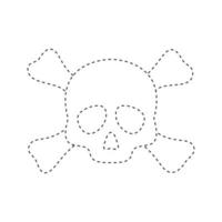 Skull and Crossbones tracing worksheet for kids vector