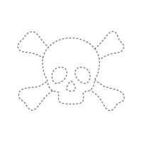 Skull and Crossbones tracing worksheet for kids vector