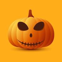 calabaza de halloween aislada sobre fondo naranja vector