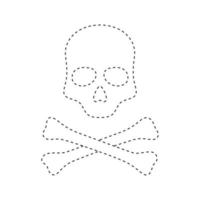 Skull and Crossbones tracing worksheet for kids vector