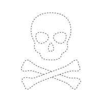 Skull and Crossbones tracing worksheet for kids vector