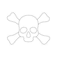 Skull and Crossbones tracing worksheet for kids vector