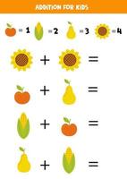 complemento para niños con diferentes elementos lindos de otoño. vector