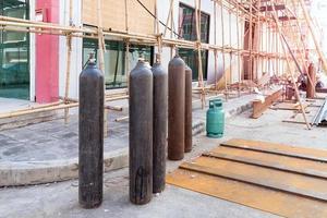 gas cylinders for welding on a construction site photo