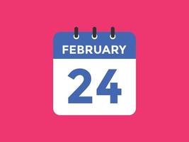 Recordatorio del calendario del 24 de febrero. Plantilla de icono de calendario diario del 24 de febrero. plantilla de diseño de icono de calendario 24 de febrero. ilustración vectorial vector