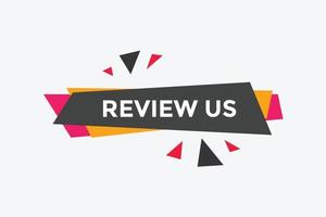 Review us Start now button. Review us User rating social banner promotion. Review Us text social media template vector