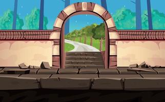 game background cartoon vector , forest doorl, video games, user interface