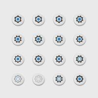 set of Setting icon gradient color for apps or web interface with button. Set of settings, Gear, Cog icon vector with button. Sign flat style setting or gear