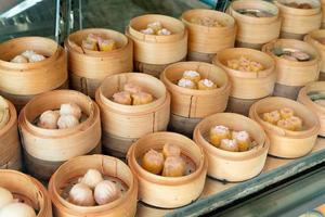 dim sum in bamboo Steaming or kind of Chinese snacks photo