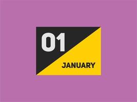 Recordatorio del calendario del 1 de enero. Plantilla de icono de calendario diario del 1 de enero. plantilla de diseño de icono de calendario 1 de enero. ilustración vectorial vector