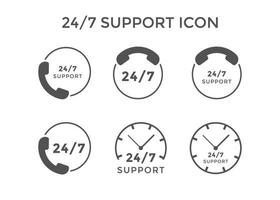 Set of 24 7 support icons Vector illustration support symbol for website or company