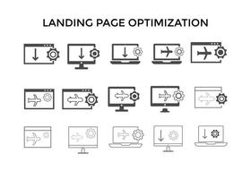 landing page optimization icons. Used for SEO or websites. vector