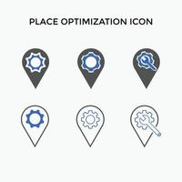 conjunto de icono de optimización de lugar vector