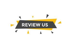 Review us Start now button. Review us User rating social banner promotion. Review Us text social media template vector