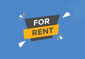 For rent text button. For rent Colorful label sign template. speech bubble. sign icon label. vector