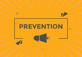 prevention button. speech bubble. prevention Colorful web banner. vector illustration