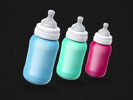 Milk Bottle 3D Rendering Mockup Design photo