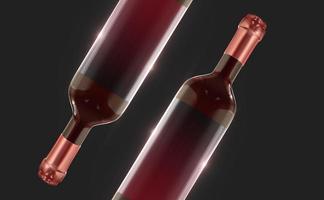 Bottle Wine  3D Rendering  Mockup Desing photo