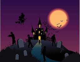 halloween background template scary characters sketch dark design vector