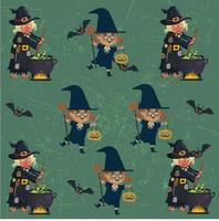 Halloween witch seamless pattern vector