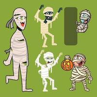 Collection set of Mummy ghost cartoon vector