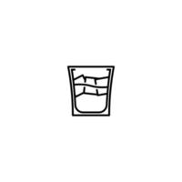 icono de vaso de chupito con cubo de hielo sobre fondo blanco. simple, línea, silueta y estilo limpio. en blanco y negro. adecuado para símbolo, signo, icono o logotipo vector