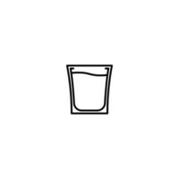 shot glass icon with full filled with water on white background. simple, line, silhouette and clean style. black and white. suitable for symbol, sign, icon or logo vector