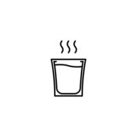 icono de vaso de chupito con agua tibia sobre fondo blanco. simple, línea, silueta y estilo limpio. en blanco y negro. adecuado para símbolo, signo, icono o logotipo vector