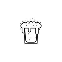 shot glass icon with soda and foam on white background. simple, line, silhouette and clean style. black and white. suitable for symbol, sign, icon or logo vector