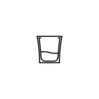 icono de vaso de chupito con medio lleno de agua sobre fondo blanco. simple, línea, silueta y estilo limpio. en blanco y negro. adecuado para símbolo, signo, icono o logotipo vector