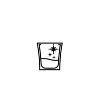 icono de vaso de chupito con agua fría sobre fondo blanco. simple, línea, silueta y estilo limpio. en blanco y negro. adecuado para símbolo, signo, icono o logotipo vector