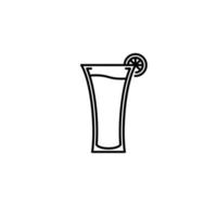 soft drink glass icon with lemon slice on white background. simple, line, silhouette and clean style. black and white. suitable for symbol, sign, icon or logo vector