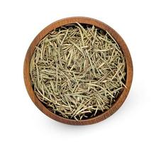 Dry rosemary in wooden bowl isolated on white background ,include clipping path photo