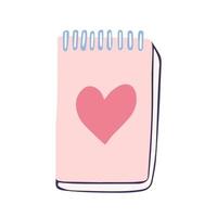 Doodle note booke with heart vector illustration