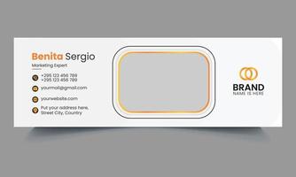 firma de correo electrónico comercial con una foto de autor, diseño de plantilla de firma de correo electrónico minimalista creativo o diseño de pie de página de correo electrónico vector