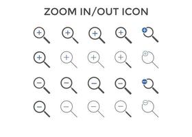 Set of zoom in out icons. Magnifying glass zoom in plus sign. Used for SEO or websites. vector