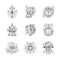 Futuristic Abstract Geometric Lines Tattoo Badge vector