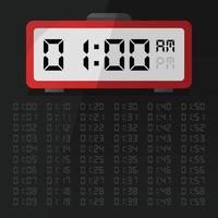 Digital clock displaying 1 o'clock with digital number set eps 10 free vector