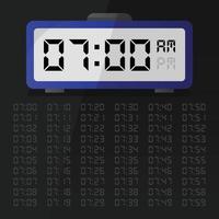 Digital clock displaying 7 o'clock with digital number set eps 10 free vector