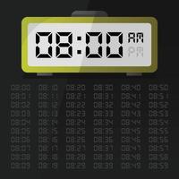 Digital clock displaying 8 o'clock with digital number set eps 10 free vector