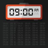 reloj digital que muestra las 9 en punto con el conjunto de números digitales eps 10 vector gratis