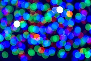 Green blue red bokeh lights of Christmas lights and New year photo