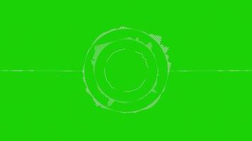 espectro de áudio de anel e onda com partículas em um fundo verde video