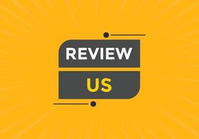 Review us Start now button. Review us User rating social banner promotion. Review Us text social media template vector