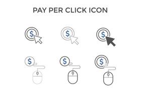 Set of Pay per click icons. Concept for SEO, payment collection and web design. PPC icon vector