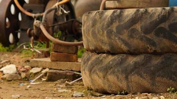 Close up picture of tractor wheel photo