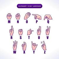 Alphabet Sign Language M-Z Hand Character vector