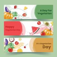 Watercolor Banner of Vegetarian Day vector