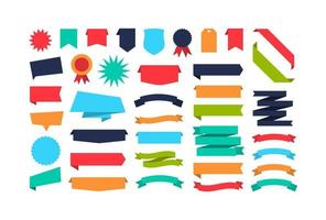 Set of different shape ribbon banners. Colorful Banners collection. Flat design tags, labels, and ribbons. vector